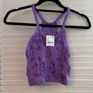 Free People FP Movement Happiness Runs Floral Crop Tank Wildberry NWT M-L